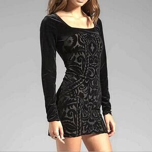 Free People Boogie Nights Gothic Brocade Damask Jacquard Stretchy Dress